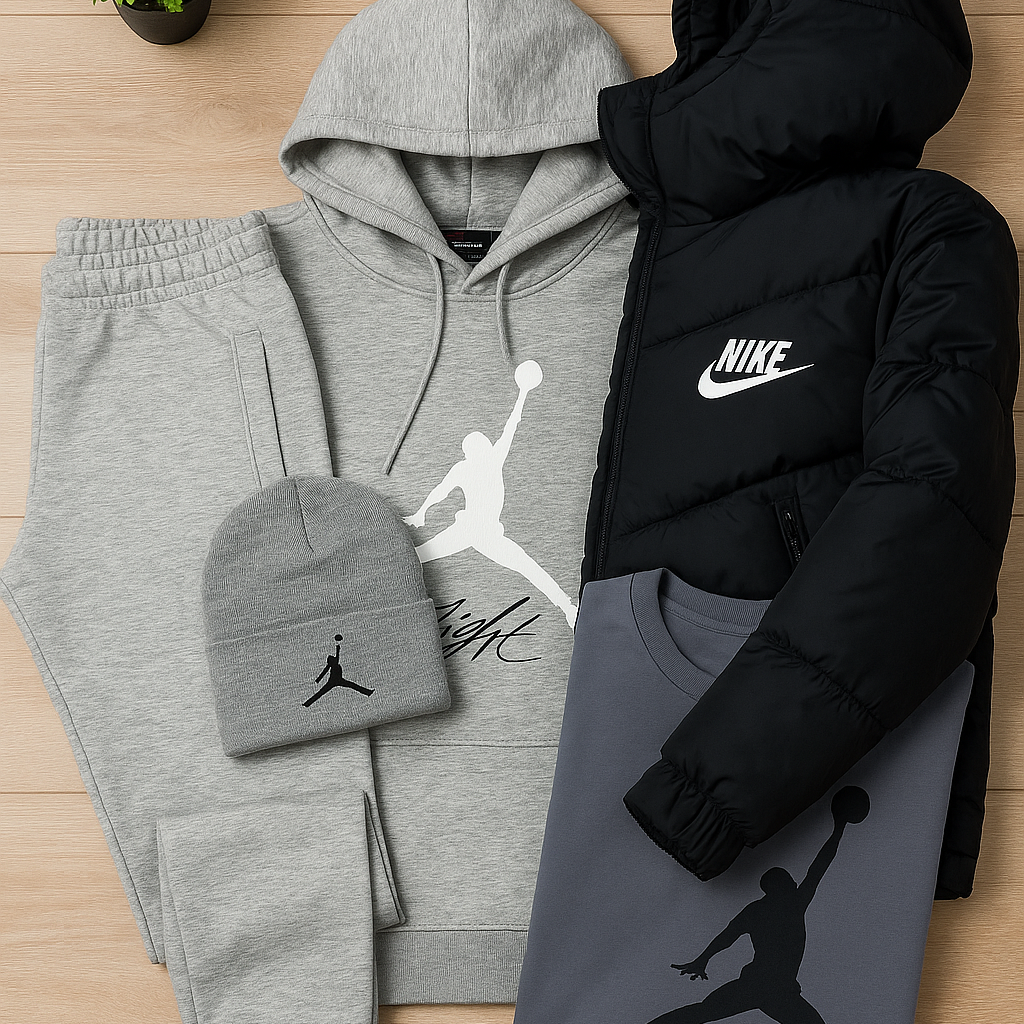 Ensemble Complet Nk™ – Sweat, Pantalon, Doudoune & T-shirt