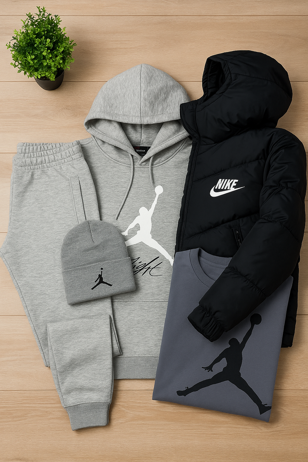 Ensemble Complet Nk™ – Sweat, Pantalon, Doudoune & T-shirt