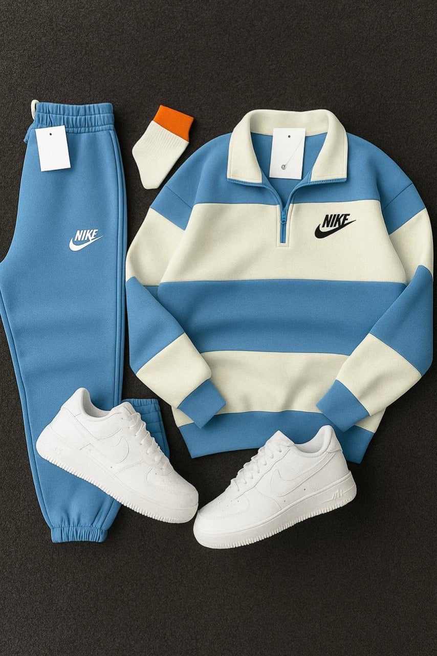 Ensemble Complet Nk™ – Sweat zippé + Pantalon + Baskets blanches + Chaussettes