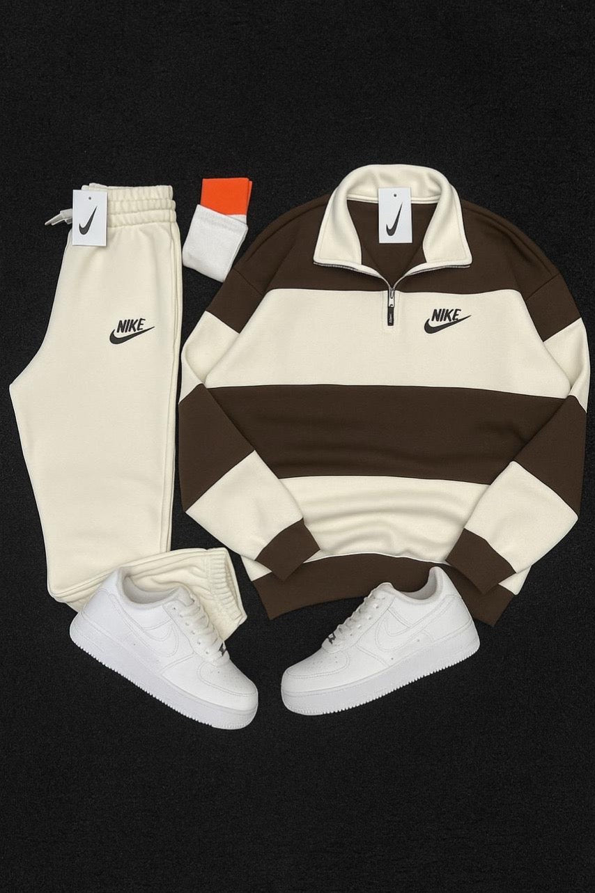 Ensemble Complet Nk™ – Sweat zippé + Pantalon + Baskets blanches + Chaussettes